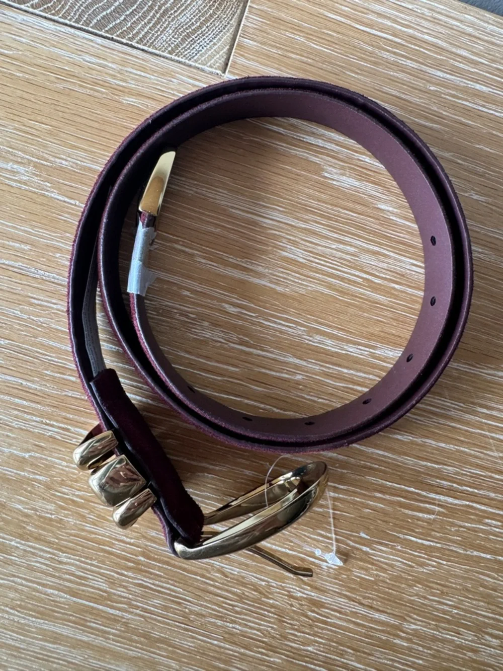 NWOT! MADEWELL Women’s Triple Metal Keeper Belt Dark Red Suede Gold Size Small - Picture 4 of 16
